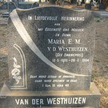 WESTHUIZEN Maria E. M., van der nee SWANEPOEL 1890-1964