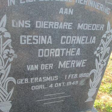 MERWE Gesina Cornelia Dorothea, van der nee ERASMUS 1880-1949