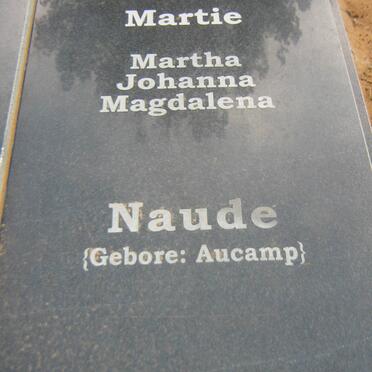 NAUDÉ Martha Johanna Magdalena nee AUCAMP 1943 - 2014 2.-2014