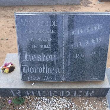 RHEEDER Hester Dorothea nee NEL  1907-1988