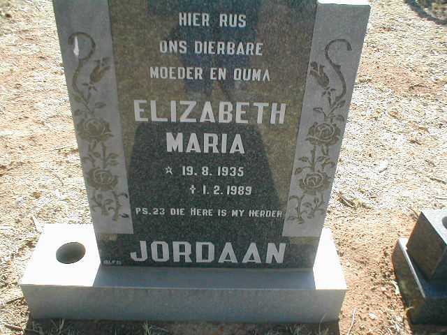 JORDAAN Elizabeth Maria 1935-1989