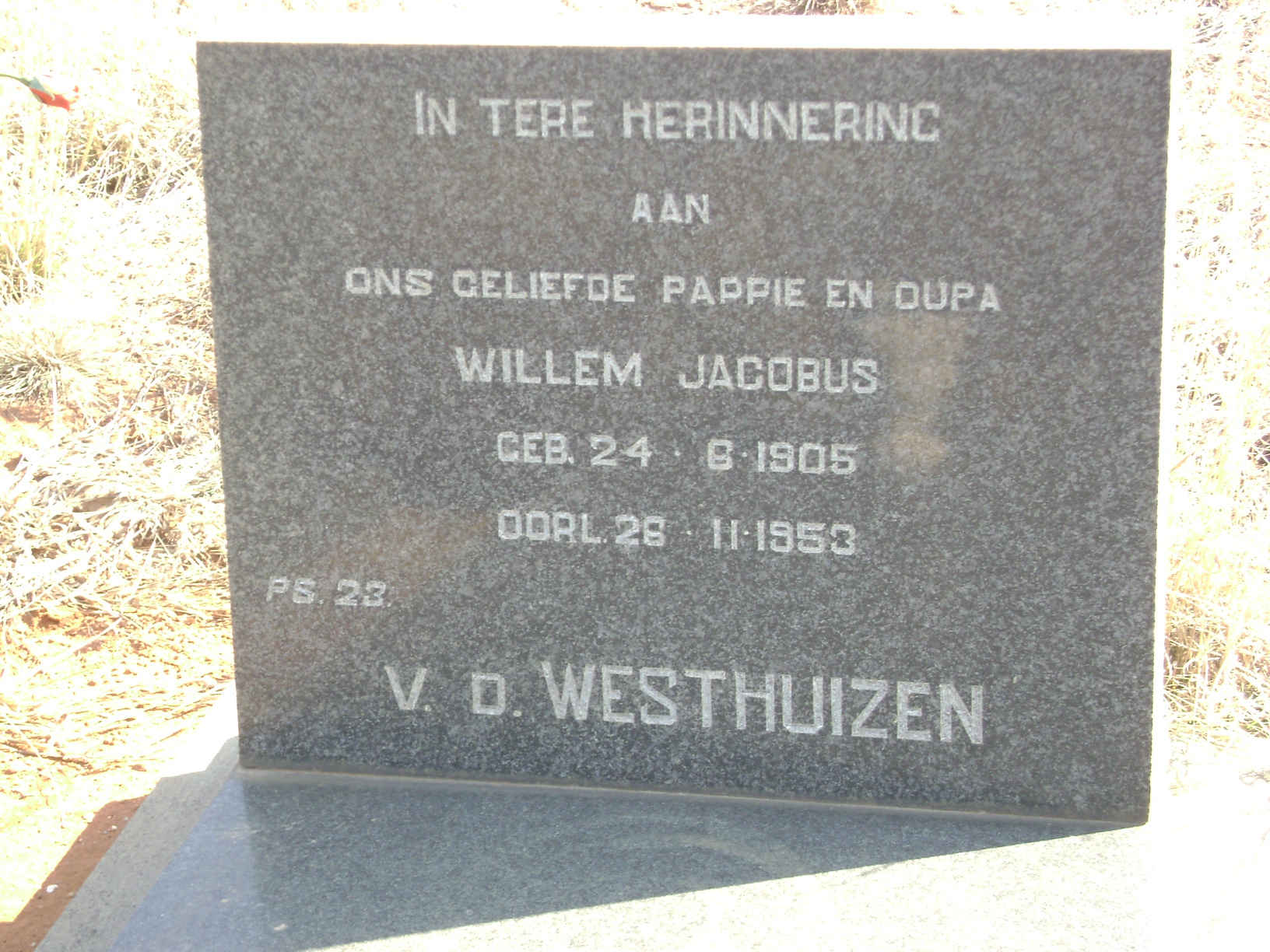 WESTHUIZEN Willem Jacobus, v.d. 1905-1953