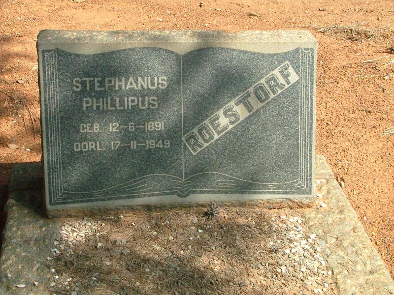 ROESTORF  Stephanus Phillipus 1891-1949