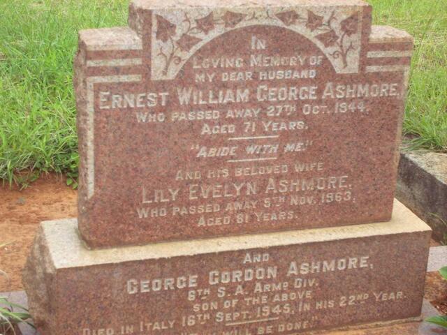 ASHMORE Ernest William George -1944 & Lily Evelyn -1963