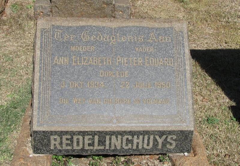 REDELINGHUYS Pieter Eduard  -1950 & Ann Elizabeth -1934