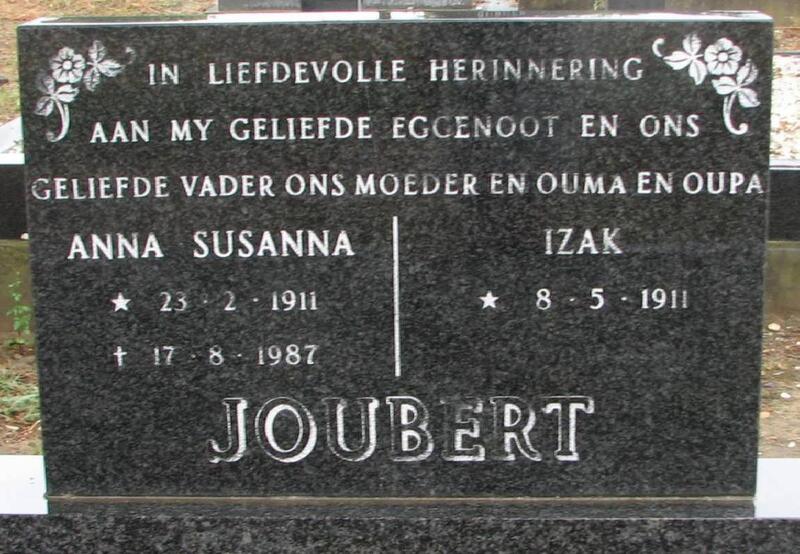 JOUBERT Izak 1911- & Anna Susanna 1911-1987