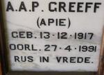 GREEFF A.A.P. 1917-1991