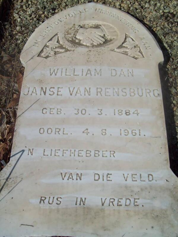 RENSBURG William Dan, Janse van 1884-1961