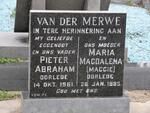 MERWE Pieter Abraham, van der -1961 & Maria Magdalena 1908-1985