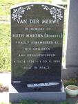 MERWE Ruth Martha, van der nee ROBERTS 1924-1999