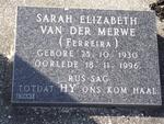 MERWE Sarah Elizabeth, van der nee FERREIRA 1930-1996