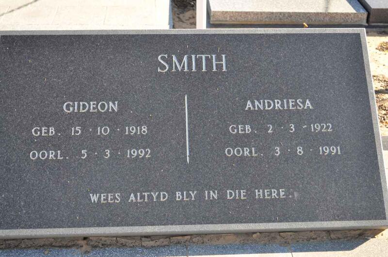 SMITH Gideon 1918-1992 & Andriesa 1922-1991