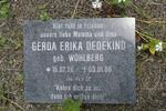 DEDEKIND Gerda Erika nee WOHLBERG 1926-2006