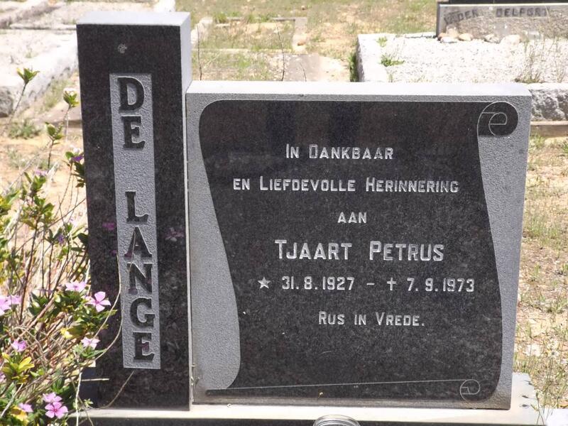 LANGE Tjaart Petrus, de 1927-1973