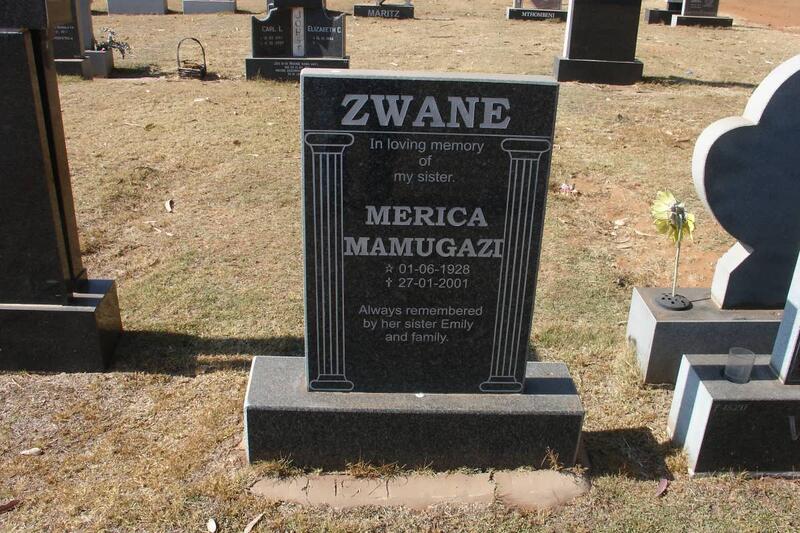 ZWANE Merica Mamugazi 1928-2001