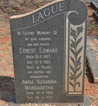LAGUE Ernest Edward 1907-1953 & Anna Susanna Margaretha 1906-1972
