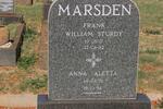 MARSDEN Frank William Sturdy 1917-1962 & Anna Aletta 1921-1996