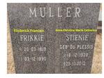 MULLER Frederik Francois 1919-1990 & Anna Christina Maria Catharina DU PLESSIS 1920-2012