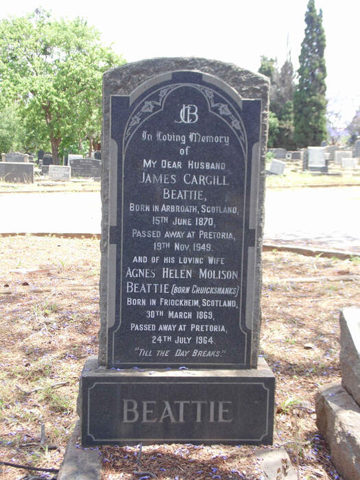 BEATTIE James Cargill 1870-1949 & Agnes Helen Molison CRUICKSHANKS 1869-1964