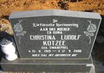 KOTZEE Christina Ludolf nee SWANEPOEL 1919-2006
