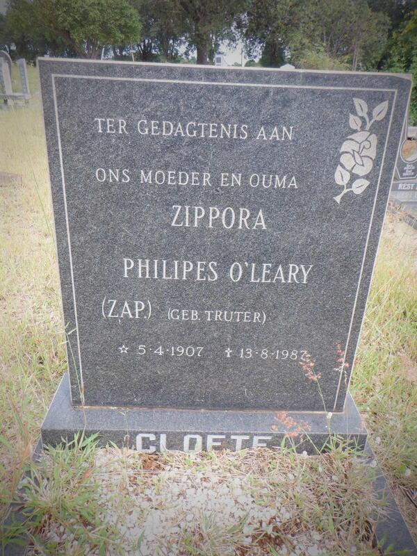 CLOETE Zippora Philipes O'Leary nee TRUTER 1907-1987