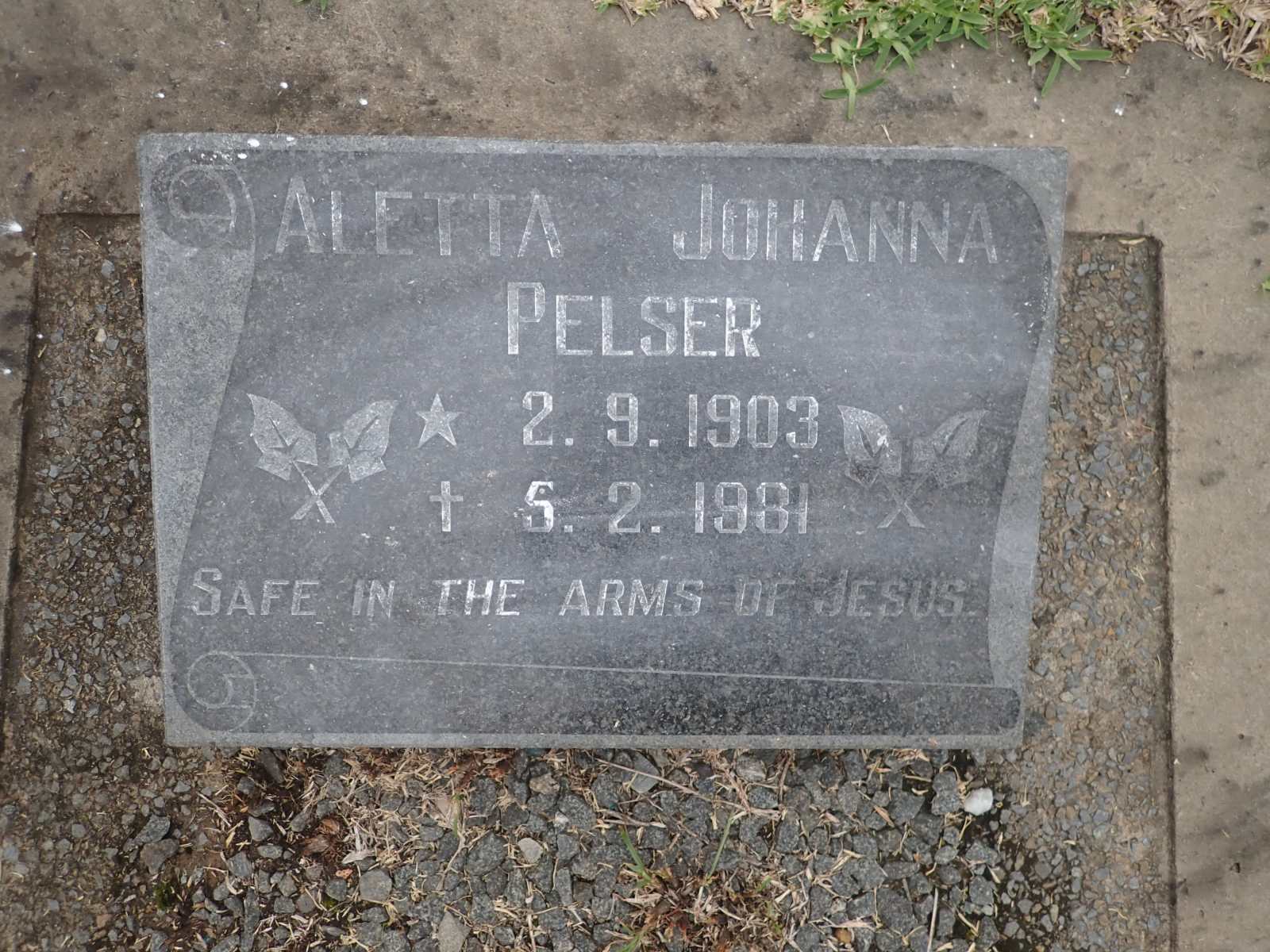 PELSER Aletta Johanna 1903-1981