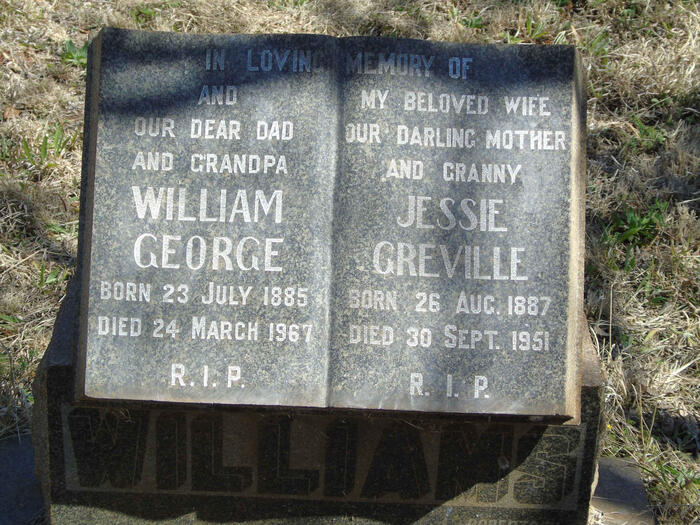WILLIAMS William George 1885-1967 & Jessie Greville 1887-1951