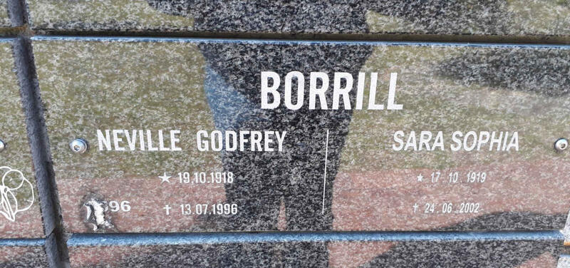 BORRILL Neville Godfrey 1918-1996 & Sara Sophia 1919-2002