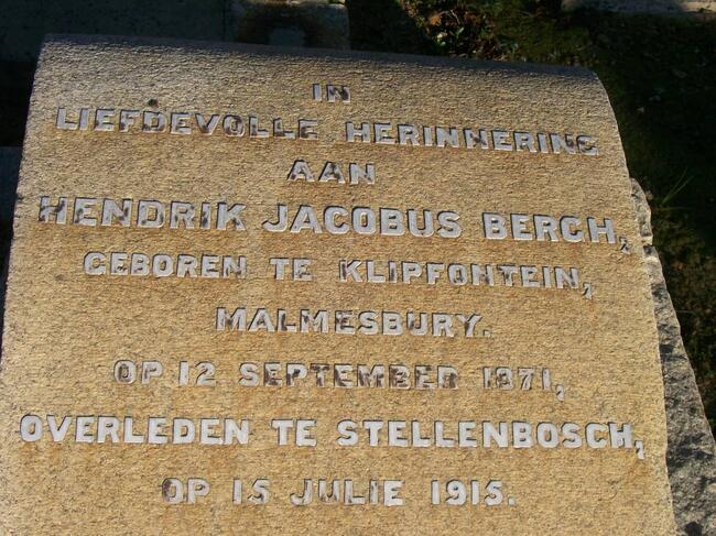 BERGH Hendrik Jacobus 1871-1915