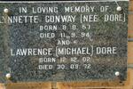 DORE Lawrence 1902-1972 :: CONWAY Lynette nee DORE 1957-1994