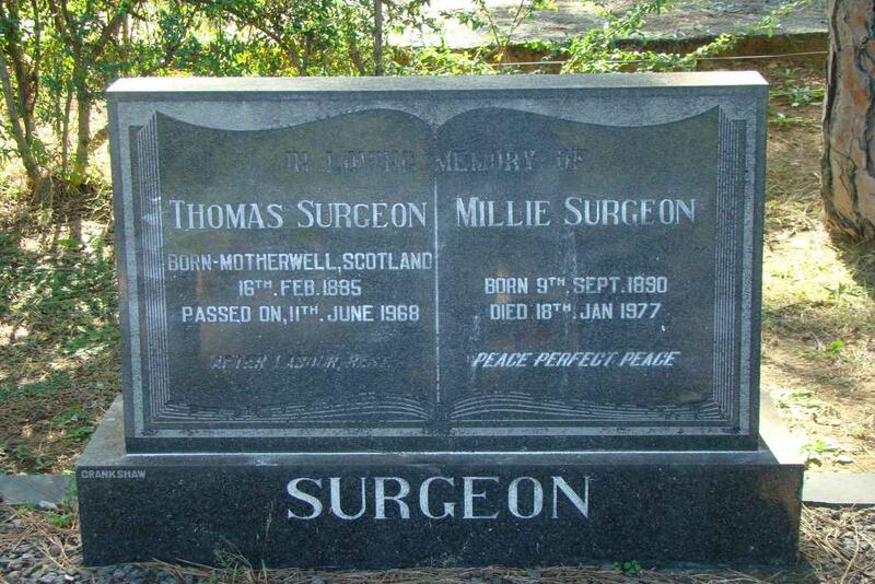 SURGEON Thomas 1885-1968 & Millie 1890-1977