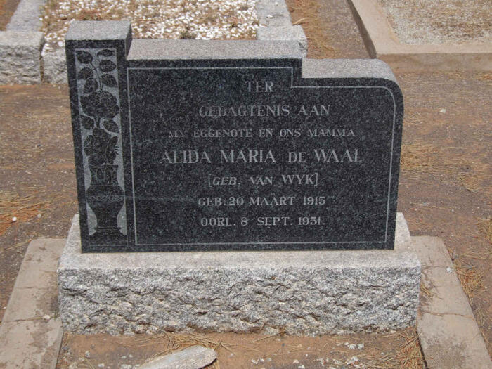 WAAL Alida Maria, de nee VAN WYK 1915-1951