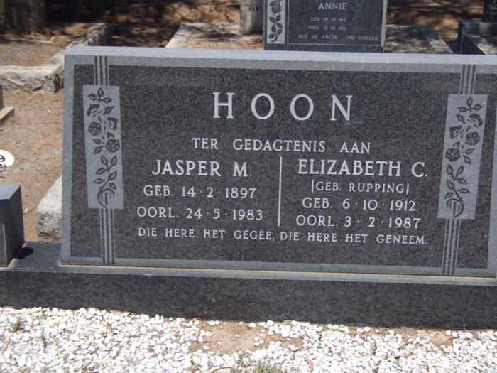 HOON Jasper M. 1897-1983 & Elizabeth C. RUPPING 1912-1987