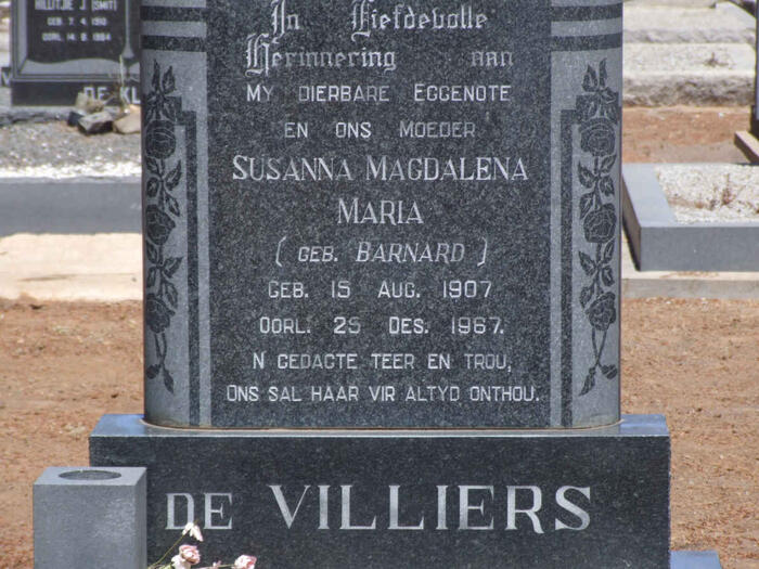 VILLIERS Susanna Magdalena Maria, de nee BARNARD 1907-1967