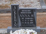 ACKERMAN Anna M. nee ESTERHUYSEN 1907-1996
