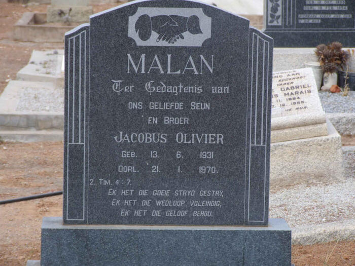 MALAN Jacobus Olivier 1931-1970