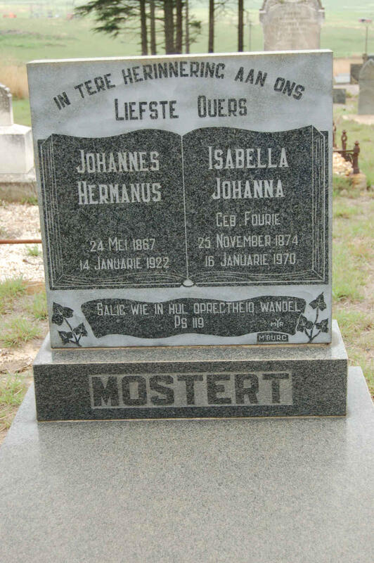 MOSTERT Johannes Hermanus 1867-1922 & Isabella Johanna FOURIE 1874-1970