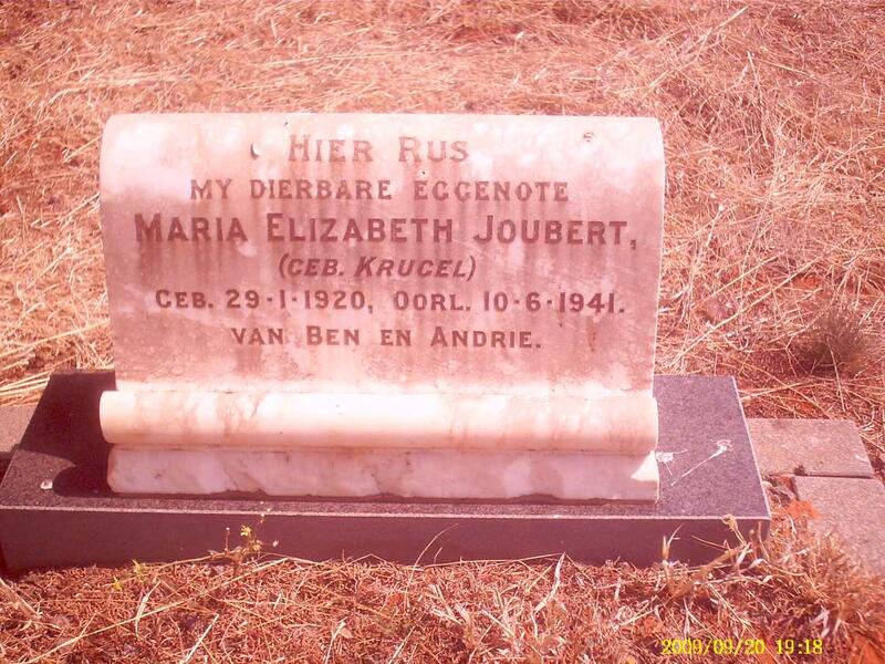 JOUBERT Maria Elizabeth nee KRUGEL 1920-1941