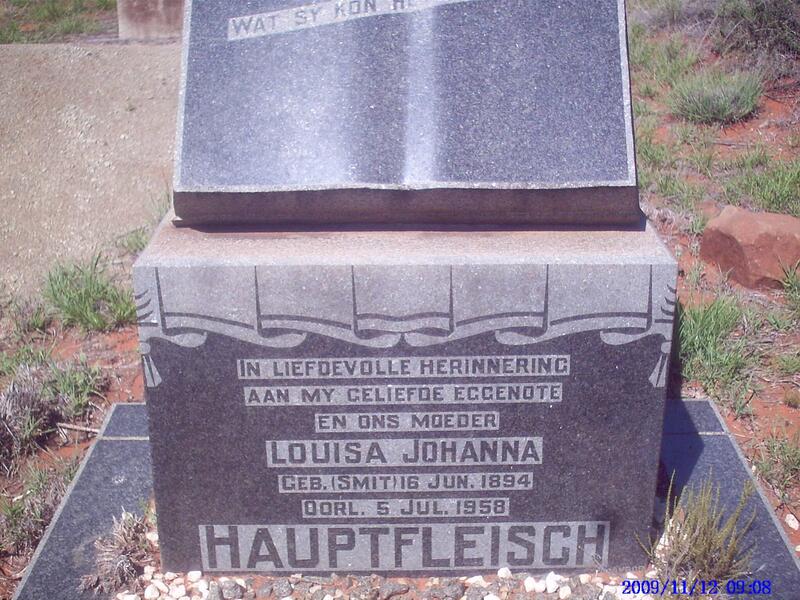 HAUPTFLEISCH Louisa Johanna nee SMIT 1894-1958