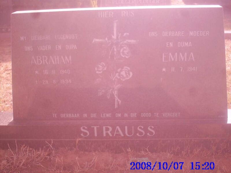 STRAUSS Abraham 1940-1994 & Emma 1941-