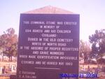 4.  Memorial stone for the 334 adults & 100 children reburied at Vryburg Memorial Cemetery