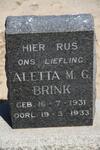 BRINK Aletta M.G. 1931-1933