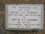 HUISAMEN Michiel J.P. 1872-1961 & Janetta S.L. VAN ZYL 1878-1960