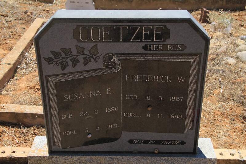 COETZEE Frederick W. 1887-1969 & Susanna E. 1890-1971