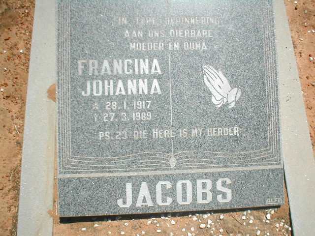JACOBS Francina Johanna 1917-1989