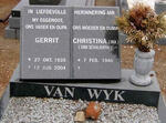 WYK Gerrit, van 1939-2004 & Christina VAN SCHALKWYK 1940-