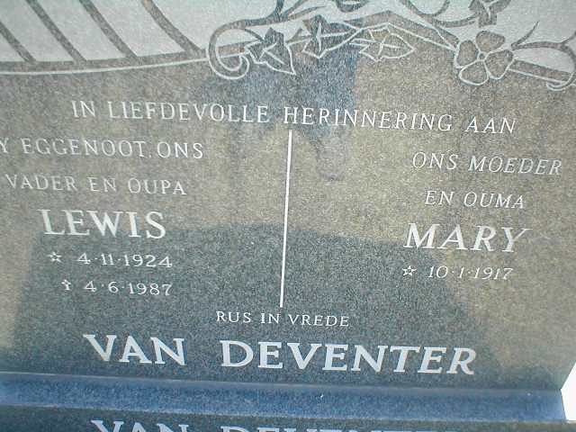DEVENTER Lewis, van 1924 - 1987 & Mary 1917 -