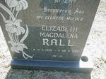 RALL Elizabeth Magdalena 1939 - 1988