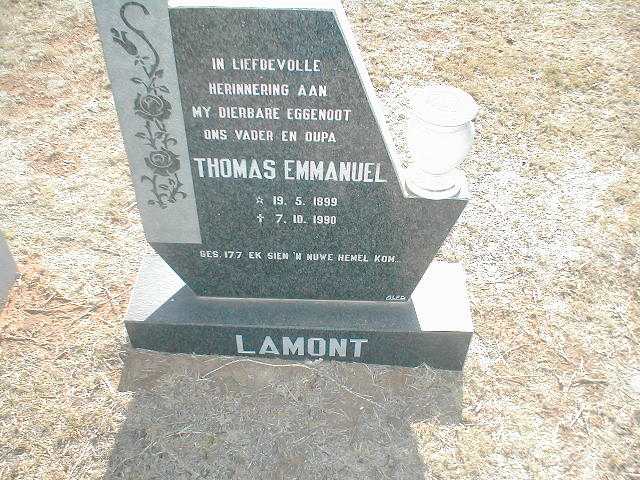 LAMONT Thomas Emmanuel 1899-1990