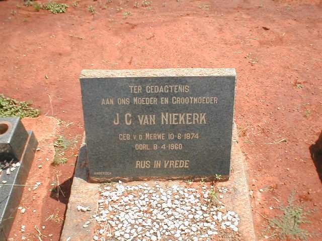NIEKERK J.C., van nee  V.D. MERWE 1874-1960